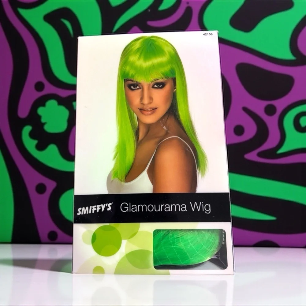 Smiffy's Glamourama Neon Green Wig for Women, Perfect for Parties & Halloween